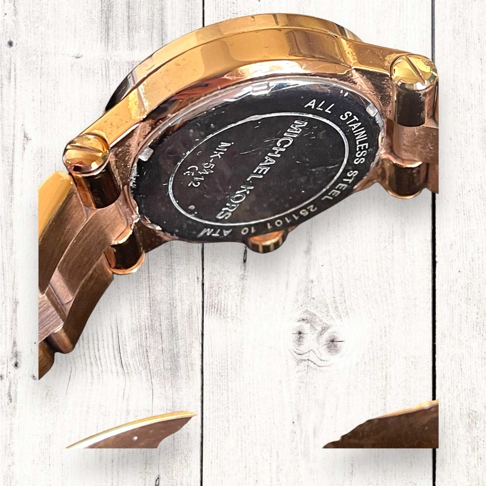 Michael Kors Dylan MK5412 Rose Gold Baguette Bezel Stainless Steel Women’s Watch - Picture 10 of 12